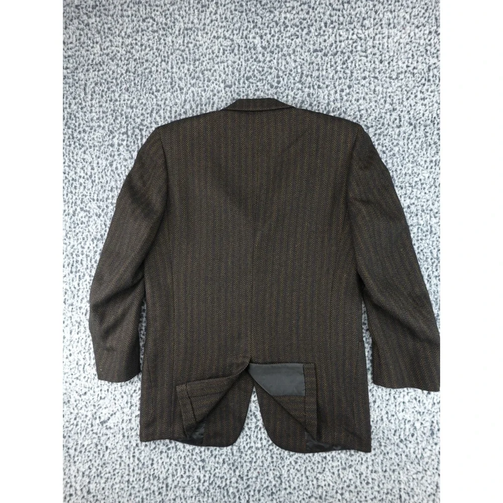 Hickey Freeman Blazer Mens 44 Brown Good Vintage‎ Striped 3 Button Patch Pockets